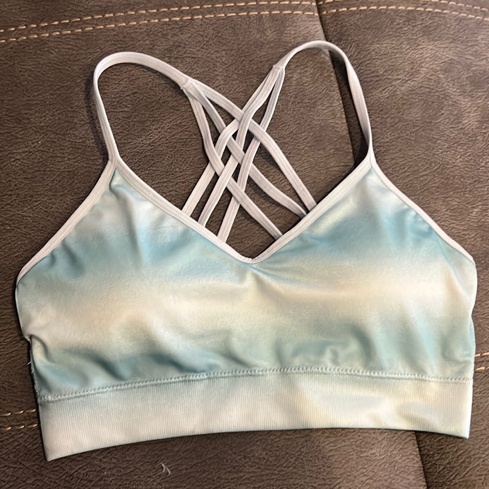 Arizona Juniors light blue and white bralette with strappy back size M. New